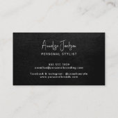 Custom logo elegant luxury black leather  visitenkarte (Rückseite)