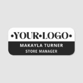 Custom Logo Employee Black White Namensschild (Vorderseite)