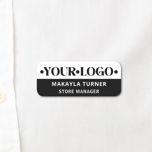 Custom Logo Employee Black White Namensschild