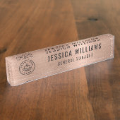 Custom Logo Employee Luxury Faux Brushed Rose Gold Namensplakette (Seite)