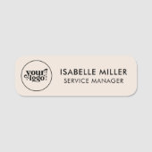 Custom Logo Employee Magnetic Or Safety Pin Beige Namensschild (Vorderseite)