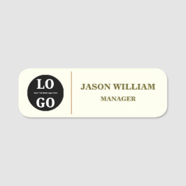 Custom Logo Employee Minimalist Ivory Namensschild