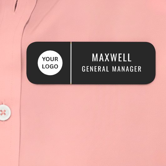 Custom Logo Employee Staff Safety Pin Black Namensschild