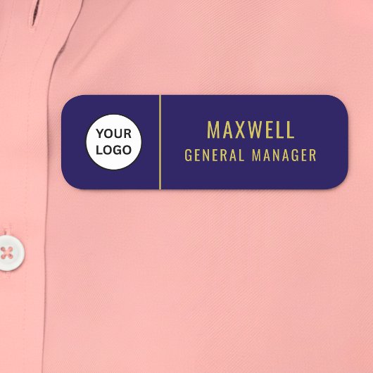 Custom Logo Employee Staff Safety Pin Blue Namensschild