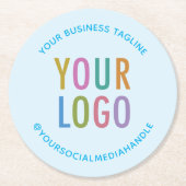 Custom-Logo für Baby Blue Personalisiert Paper-Unt Runder Pappuntersetzer (Vorderseite)