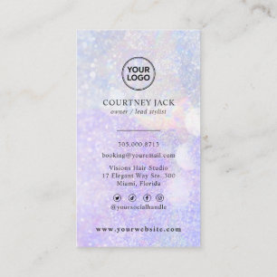 Custom Logo Glitzer Bokeh Modern Holographic Busi Visitenkarte