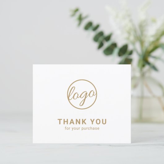 Custom Logo Gold Budget Thank You Card (Stehend Vorderseite)