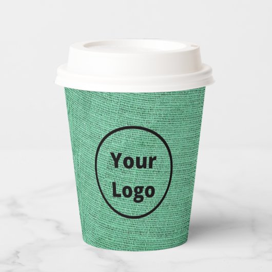 Custom logo green burlap pappbecher (Vorderseite)