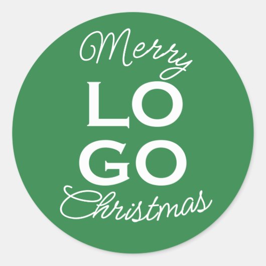Custom Logo Green Frohe Weihnachten Runder Aufkleber (Vorderseite)