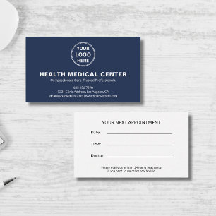 Custom Logo Healthcare Clinic Navy Blue Terminkarte