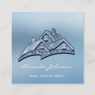 Custom Logo House Real Anwesen Agent Smoky Blau Quadratische Visitenkarte