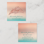 Custom Logo House Real Anwesen Agent Zuhause Aquam Quadratische Visitenkarte (Vorne/Hinten)