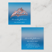 Custom Logo House Real Anwesen Agent Zuhause Blue Quadratische Visitenkarte (Vorne/Hinten)