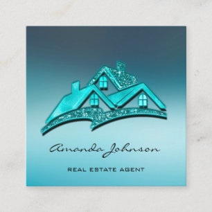 Custom Logo House Real Anwesen Agent Zuhause Blue Quadratische Visitenkarte