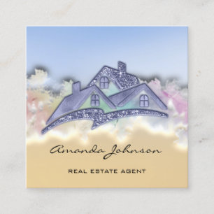 Custom Logo House Real Anwesen Agent Zuhause Blue  Quadratische Visitenkarte