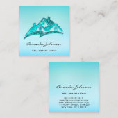 Custom Logo House Real Anwesen Agent Zuhause Blue Quadratische Visitenkarte (Vorne/Hinten)