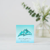 Custom Logo House Real Anwesen Agent Zuhause Blue Quadratische Visitenkarte (Stehend Vorderseite)