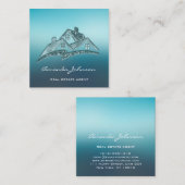 Custom Logo House Real Anwesen Agent Zuhause Blue Quadratische Visitenkarte (Vorne/Hinten)