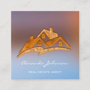 Custom Logo House Real Anwesen Agent Zuhause ELega Quadratische Visitenkarte