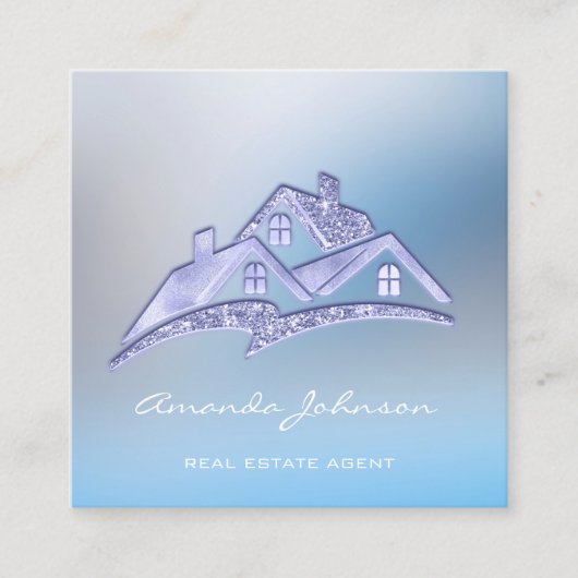 Custom Logo House Real Anwesen Agent Zuhause Glam Quadratische Visitenkarte (Vorderseite)