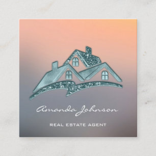 Custom Logo House Real Anwesen Agent Zuhause Grau Quadratische Visitenkarte