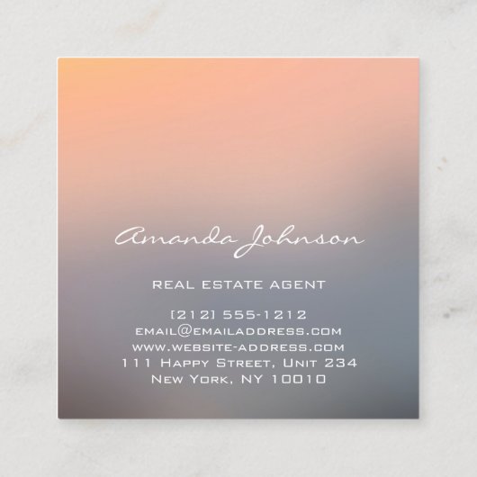 Custom Logo House Real Anwesen Agent Zuhause Grau Quadratische Visitenkarte (Rückseite)