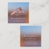 Custom Logo House Real Anwesen Agent Zuhause Rosen Quadratische Visitenkarte (Vorne/Hinten)
