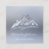 Custom Logo House Real Anwesen Agent Zuhause Smoky Quadratische Visitenkarte (Vorderseite)
