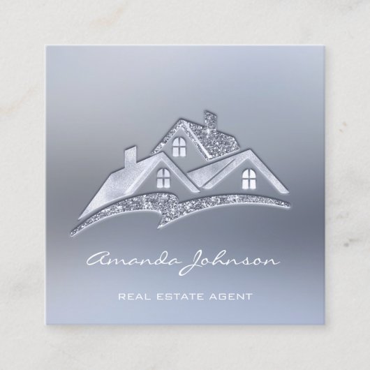 Custom Logo House Real Anwesen Agent Zuhause Smoky Quadratische Visitenkarte (Vorderseite)