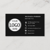 Custom Logo Icons Modern Black QR Code Visitenkarte (Vorderseite)