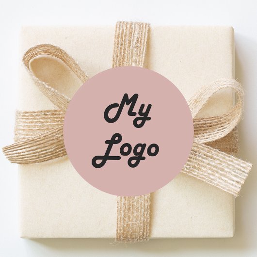 Custom logo image business dusty rose pink runder aufkleber