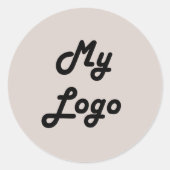 Custom logo image business taupe runder aufkleber (Vorderseite)