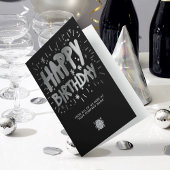 Custom Logo Imitate Silver Fun Happy Birthday Blac Karte
