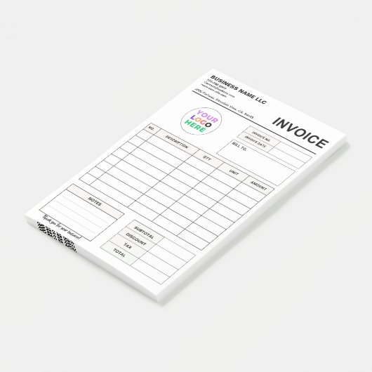 Custom Logo Invoice Order Forms | Business Pad Post-it Klebezettel (angewinkelt)