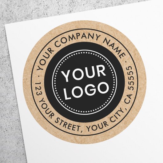 Custom Logo Kraft Look Business Rücksendeadresse Runder Aufkleber