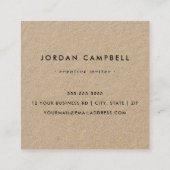 Custom Logo Kraft Papier modern minimalistisch Quadratische Visitenkarte (Rückseite)