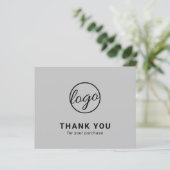 Custom Logo Light Gray Budget Thank You Card (Stehend Vorderseite)
