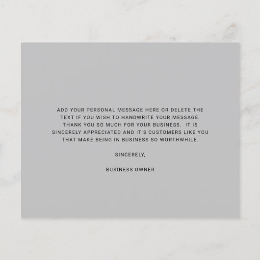 Custom Logo Light Gray Budget Thank You Card (Rückseite)