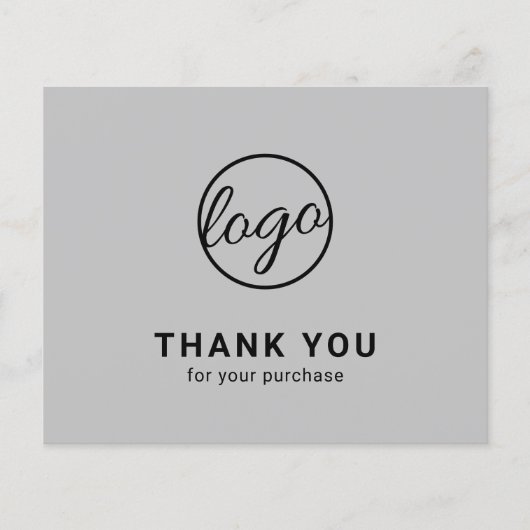 Custom Logo Light Gray Budget Thank You Card (Vorderseite)