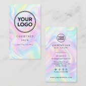  Custom Logo Luxus Holographic Pastel Rainbow Visitenkarte (Vorne/Hinten)