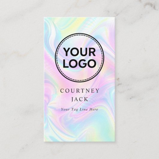  Custom Logo Luxus Holographic Pastel Rainbow Visitenkarte (Vorderseite)