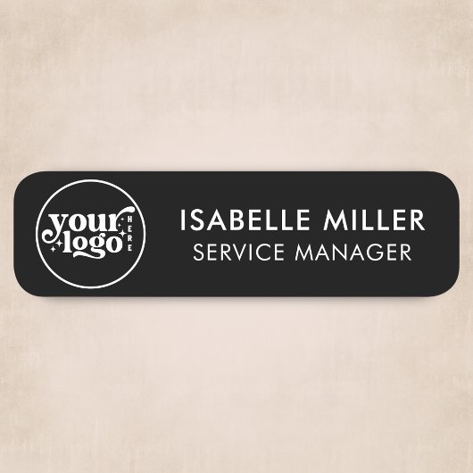 Custom Logo Magnetic Or Safety Pin Black Small Namensschild