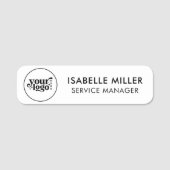 Custom Logo Magnetic Or Safety Pin White Small Namensschild (Vorderseite)