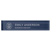 Custom Logo Minimal Navy Blue Corporate Business Namensplakette (Vorderseite)