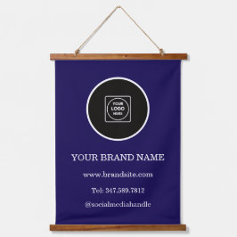 Custom Logo Modern Corporate Hanging Display Wandteppich Mit Holzrahmen