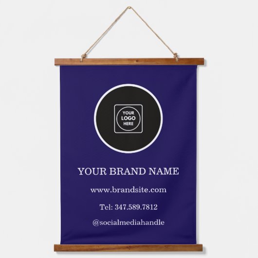 Custom Logo Modern Corporate Hanging Display Wandteppich Mit Holzrahmen (Vorderseite)