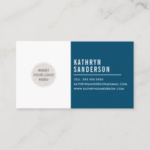 CUSTOM LOGO modern minimal dunkelblau Visitenkarte