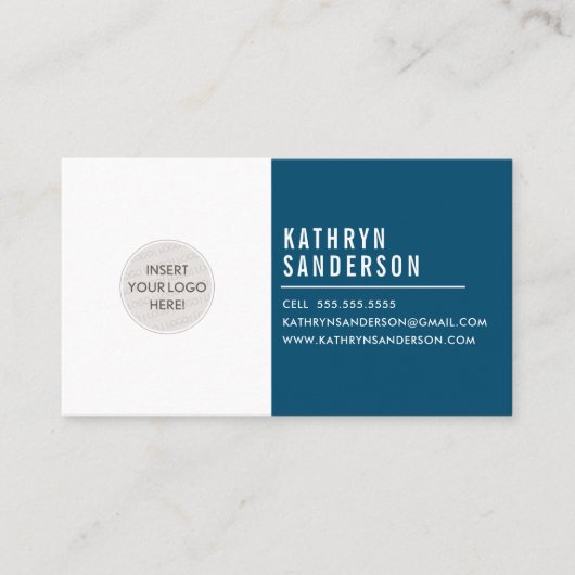 CUSTOM LOGO modern minimal dunkelblau Visitenkarte (Vorderseite)