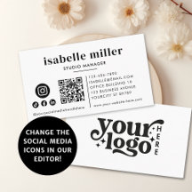 Custom Logo Modern Minimal Social Media Icons QR