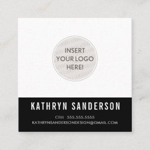 CUSTOM LOGO modern minimalchic einfach Schwarz-wei Quadratische Visitenkarte